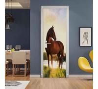3D Door Mural - Animal Horse - 90 X 210 Cm - Office Art Door Stickers for Interior Doors, Bedroom Living Room Bathroom House Decoration - Children's Room Boys and Girls Room Door Photo-984946582
