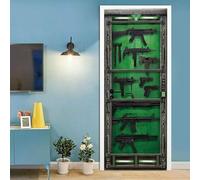3D Door Mural for Interior Home Decor Guns and Ammunition 77 X 200 Cm Door Stickers Poster Wallpaper for Living Room Bedroom Bathroom Office Removable Waterproof Art Door Stickers Children's R 0