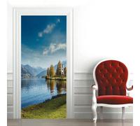 3D Door Mural Mountain Trees Landscape 100 X 215 Cm Art Door Stickers for Interior Doors Kids Wall Stickers Self Adhesive Poster Wallpaper Bedroom Living Room Office Bathroom House Dec-97023991181179