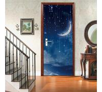 3D Door Mural Night Moon Landscape Self Adhesive Door Sticker Poster Wallpaper Art Wall Sticker Photo 90 X 200 Cm for Living Room Bedroom Bathroom Kitchen Office PVC Removable Door Dec-44727945623707