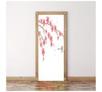 3D Door Mural Pink Weeping Cherry Blossoms 90X200Cm Waterproof Removable Art Door Stickers Kids Girls Boys Room Bedrooms Bathroom Toilet Home Decoration Decal Art Poster Wallpaper Removable Mural
