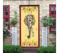 3D Door Mural Plants and Flowers Animals Elephants 77 X 200 Cm Art Door Stickers for Interior Doors Kids Wall Stickers Self Adhesive Poster Wallpaper Bedroom Living Room Office Bathroom Ho-8264020494