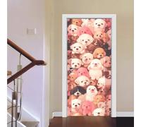 3D Door Mural Puppy Office Art Stickers for Interior Doors, Bedroom Living Room Bathroom House Decoration Self-Adhesive Posters