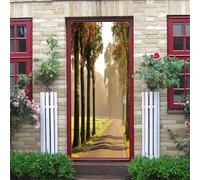 3D Door Mural Quiet Forest Path Light and Shadow 77X200Cm Waterproof Removable Art Door Stickers Kids Girls Boys Room Bedrooms Bathroom Toilet Home Decoration Decal Art Poster Wallpaper Removable M