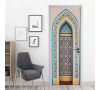 3D Door Mural Self-Adhesive Door Sticker Door Poster Door Wallpaper Door Art Door Wall Sticker Door Photo Retro Floral 77 X 200 Cm for Living Room Bedroom Bathroom Kitchen Door Decoration Do