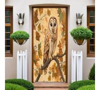 3D Door Mural Sticker Animal Autumn Leaves owl Peel and Stick Vinyl Door Wrap Sticker Decal for Bedroom House Living Bedroom Office Bathroom Home 90x200 cm
