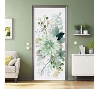 3D Door Mural Sticker, Botanical Rustic Waterproof Peel and Stick Removable PVC Door Stickers - Floral Leaves Berries Branches Doors Poster Stickers for Bedrooms Living Room, 77 x 200 cm