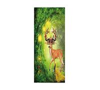 3D Door Mural Sticker Deer W77 x H200 cm Interior Doors Modern Art Peel and Stick Removable Vinyl Decals for Home Decor