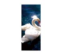 3D Door Mural Sticker for Interior Doors Animal Swan W95 x H215 cm Waterproof Self-Adhesive PVC Door Stickers Wall Decoration Door Poster Stickers for Bedrooms Living Room