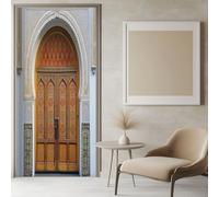 3D Door Mural Sticker for Interior, Moroccan Style Arch 85x215 cm Waterproof Self-Adhesive PVC Stickers Wall Decoration Brown, Door Poster for Bedrooms Living Room