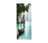 3D Door Mural Sticker Lake W90 x H210 cm Interior Doors Modern Art Peel and Stick Removable Vinyl Decals for Home Decor