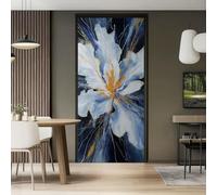 3D Door Mural Sticker, Modern Waterproof Peel and Stick Removable PVC Door Stickers Decoration - Abstract Plants Floral Paint Splatter Doors Poster Stickers for Bedrooms Living Room, 77 x 200 cm