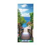 3D Door Mural Sticker Muqiao Sea W77 x H200 cm Interior Doors Modern Art Peel and Stick Removable Vinyl Decals for Home Decor