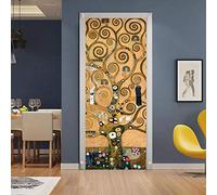 3D Door Mural Stickers for Home Decoration PVC Door Stickers Interior Doors Bedrooms Peelable and Removable Self-Adhesive 3D Door Art Stickers Gustav Klimt Tree 30.3x78.7inch 77x200cm