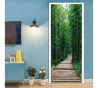 3D Door Mural Stickers Peel and Stick- Green Bamboo Forest Landscape 80 X 200 Cm -Door Decals Removable Vinyl Waterproof Self-Adhesive Wallpaper Wall Art Decor - Children's Room Boys and Girls Room D