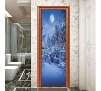 3D Door Mural Stickers Peel and Stick- Winter Moon Landscape 90 X 210 Cm -Door Decals Removable Vinyl Waterproof Self-Adhesive Wallpaper Wall Art Decor - Children's Room Boys and Girls Roo-5117866178