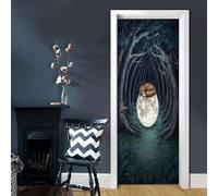 3D Door Mural Stickers Peel and Stick-Wooden Door -Door Decals Removable Vinyl Waterproof Self-Adhesive Wallpaper Wall Art Decor - Forest Moon Landscape 88 X 200 Cm - Boys and Girls Ro-52803570238554