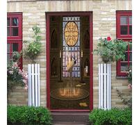 3D Door Mural Vintage Church Mystery 77X200Cm Waterproof Removable Art Door Stickers Kids Girls Boys Room Bedrooms Bathroom Toilet Home Decoration Decal Art Poster Wallpaper Removable Mural