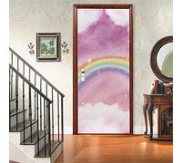 3D Door Mural Wallpaper Colourful & Rainbow Frescoes Removable Door Stickers Vinyl Mural Wallpaper PVC Waterproof Door Mural Poster for Kids Room Bedroom W33.46 x H78.7 Inch