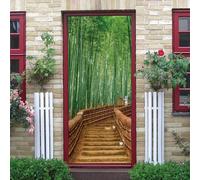 3D Door Mural Wallpaper for Kids Boy Girl Bedroom Living Room Office Removable Self-Adhesive Vinyl Bamboo Forest Road Landscape 95 X 215 Cm Door Sticker Poster Wall Decal Art Home Door Pho-4806186132