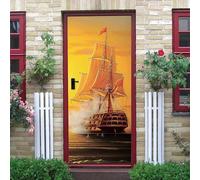 3D Door Mural Wallpaper for Kids Boy Girl Bedroom Living Room Office Removable Self-Adhesive Vinyl Sailboat Landscape 88 X 200 Cm Door Sticker Poster Wall Decal Art Home Door Photos Decora-2460841183
