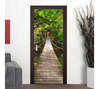 3D Door Photos Trees and Wooden Bridge Landscape Self-Adhesive Door Sticker Poster Wallpaper Mural Art Wall Sticker 90 X 210 Cm PVC Removable Door Decoration for Living Room Bedroom Ba-55145589603107