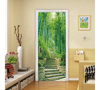 3D Door Sticker Bamboo Forest Self-Adhesive Mural Home Decoration Wall Stickers Bedroom Living Room Removable Poster Art Stickers-90x200cm