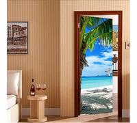 3D Door Sticker Beach Self-Adhesive Mural Home Decoration Wall Stickers Bedroom Living Room Removable Poster Art Stickers-90x200cm