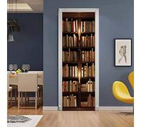 3D Door Sticker Bookshelf Self-Adhesive Mural Home Decoration Wall Stickers Bedroom Living Room Removable Poster Art Stickers-90x200cm