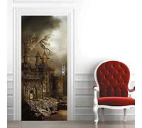 3D Door Sticker Castle Self-Adhesive Mural Home Decoration Wall Stickers Bedroom Living Room Removable Poster Art Stickers-77x200cm