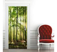 3D Door Sticker Forest Self-Adhesive Mural Home Decoration Wall Stickers Bedroom Living Room Removable Poster Art Stickers-77x200cm