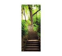 3D Door Sticker Forest Staircase W30.3 x H78.7 Inch Waterproof 3D Door Mural Sticker Vinyl Wall Sticker for Interior Doors Livingroom Bedroom Bathroom Office Home Decor