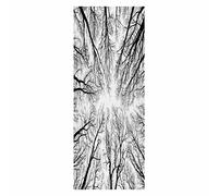 3D Door Sticker Grey Tree W83 x H204 cm Waterproof Mural Vinyl Wall for Interior Doors Livingroom Bedroom Bathroom Office Home Decor