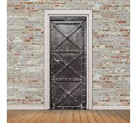 3D Door Sticker Iron Door Self-Adhesive Mural Home Decoration Wall Stickers Bedroom Living Room Removable Poster Art Stickers-90x200cm
