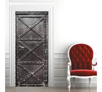 3D Door Sticker Iron Door Self-Adhesive Mural Home Decoration Wall Stickers Bedroom Living Room Removable Poster Art Stickers-77x200cm