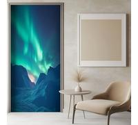 3D Door Sticker Landscape Northern Lights 77x200 cm Photo Wall Murals Wallpaper Green Removable Self-Adhesive Murals for Bedroom Door Living Room Office Wall Stickers