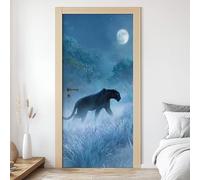 3D Door Sticker Leopard Wallpaper Cheetah Door Stickers Self Adhesive Removable Forest Animal Door Decals for Bedroom Living Room Decoration Vinyl Murals 95x215 cm W6s36