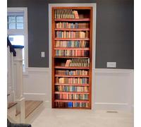 3D Door Sticker Mural Vintage Books Bookcase 88 X 200 Cm Self-Adhesive Waterproof Wall Door Sticker Home Room Bedroom Bathroom Vinyl Decoration Decal Removable Mural Poster Decoration-6477307362