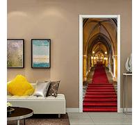 3D Door Sticker Palace Self-Adhesive Mural Home Decoration Wall Stickers Bedroom Living Room Removable Poster Art Stickers-77x200cm