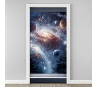 3D Door Sticker Planet Nebula Stars Wallpaper Universe Space Galaxy Door Stickers Self Adhesive Removable Fantasy Astronomy Door Decals for Bedroom Living Room Decoration Vinyl Murals 95x215 cm A5j14