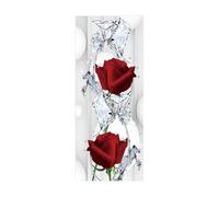 3D Door Sticker Red Flowers W100 x H200 cm Peel and Stick Self Adhesive Removable Vinyl Door Decals for Home Decor,Door Mural Fridge Sticker Poster Art Wall Paper