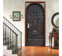 3D Door Sticker - Retro Iron Gate - 90 X 210 Cm - Waterproof 3D Door Mural Sticker Vinyl Wall Sticker for Interior Doors Livingroom Bedroom Bathroom Office Home Decor - Boys and Girls -62398797967454