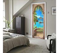 3D Door Sticker Sea View Self-Adhesive Mural Home Decoration Wall Stickers Bedroom Living Room Removable Poster Art Stickers-90x200cm
