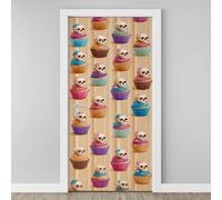3D Door Sticker Skeleton Cupcake Wallpaper Skull Cake Dessert Door Stickers Self Adhesive Removable Halloween Food Door Decals for Bedroom Living Room Decoration Vinyl Murals 95x215 cm H6l94