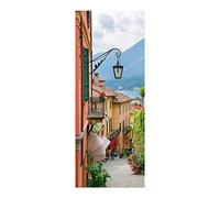 3D Door Sticker Small Town Self-Adhesive Mural Home Decoration Wall Stickers Bedroom Living Room Removable Poster Art Stickers-90x200cm