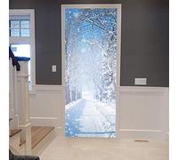 3D Door Sticker Snow Self-Adhesive Mural Home Decoration Wall Stickers Bedroom Living Room Removable Poster Art Stickers-95x215cm