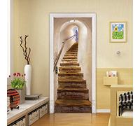 3D Door Sticker Stairway Channel Self-Adhesive Mural Home Decoration Wall Stickers Bedroom Living Room Removable Poster Art Stickers-95x215cm