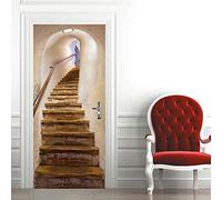 3D Door Sticker Stairway Channel Self-Adhesive Mural Home Decoration Wall Stickers Bedroom Living Room Removable Poster Art Stickers-77x200cm