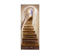 3D Door Sticker Stairway Channel Self-Adhesive Mural Home Decoration Wall Stickers Bedroom Living Room Removable Poster Art Stickers-77x200cm