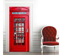 3D Door Sticker Telephone Booth Self-Adhesive Mural Home Decoration Wall Stickers Bedroom Living Room Removable Poster Art Stickers-77x200cm